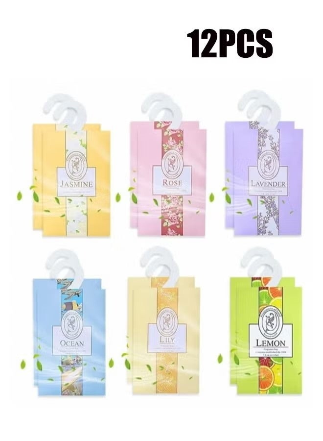 أكياس معطرة، 12 كيسًا، معطرات للخزانة والأدراج، تدوم طويلًا، مناسبة للأدراج والخزائن والحمامات والسيارات - Image 1
